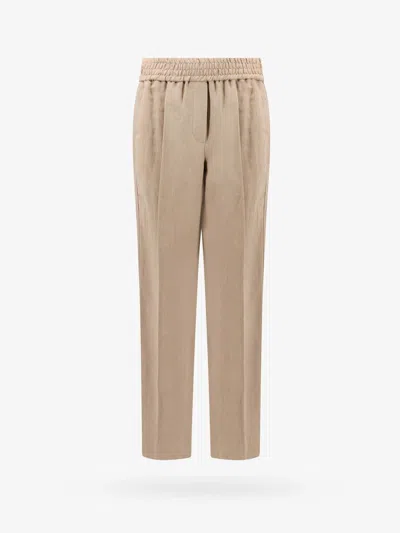 Brunello Cucinelli Relaxed Linen Trousers In Neutral