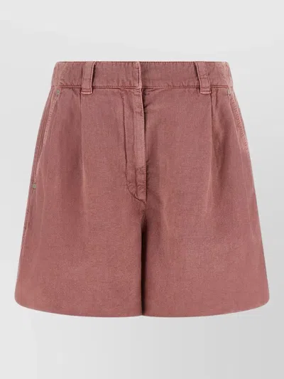 Brunello Cucinelli Relaxed Shorts Elastic Waist Pockets Belt Loops In Pink