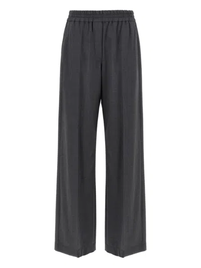 Brunello Cucinelli Relaxed Wide-leg Trousers With Textured Finish In Black