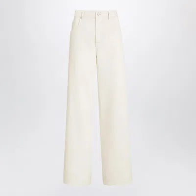Brunello Cucinelli Relaxed-fit Dyed Denim Trousers With Monile Detail In White