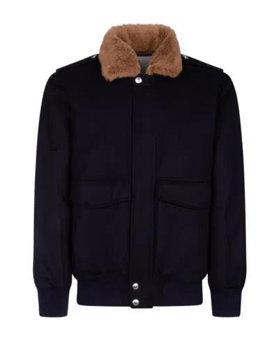 Brunello Cucinelli Removable-collar Jacket In Navy Blue