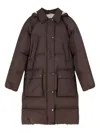 Brunello Cucinelli Women Nylon And Cotton Long Down Jacket In Brown