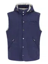 Brunello Cucinelli Removable-hood Snap-button Gilet In Blue