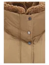 Brunello Cucinelli Removable Shearling Collar Down Jacket In Neutral