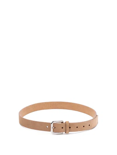 Brunello Cucinelli Reversed Belt With Square Buckle And Tip In Brown
