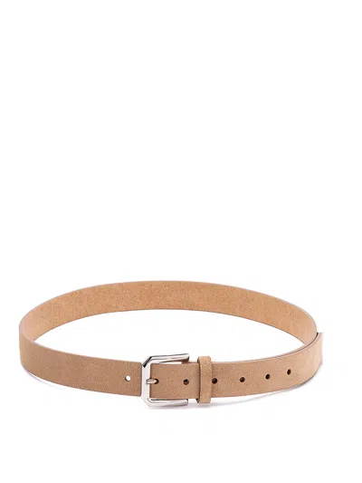 BRUNELLO CUCINELLI REVERSED BELT WITH SQUARE BUCKLE AND TIP