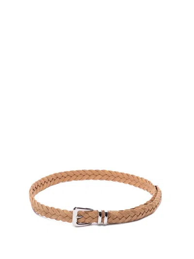 BRUNELLO CUCINELLI REVERSED BRAIDED BELT WITH TIP