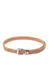 Brunello Cucinelli Men Reversed Braided Belt With Tip In Camel