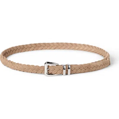 Brunello Cucinelli Reversed Calfskin Belt In Brown