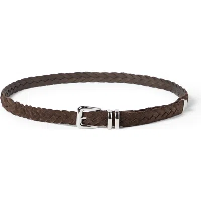 Brunello Cucinelli Reversed Calfskin Belt In Brown