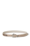 Brunello Cucinelli Reversed Calfskin Belt In Taupe