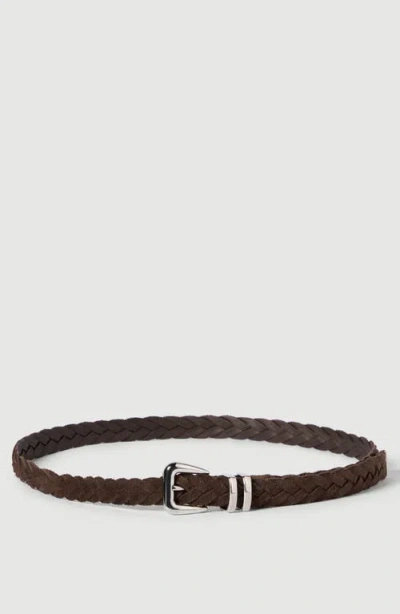 Brunello Cucinelli Reversed Calfskin Braided Belt With Tip In Multi