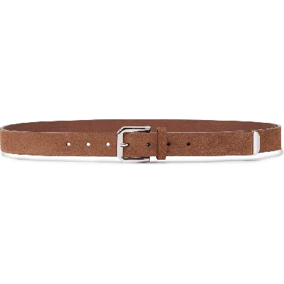 Brunello Cucinelli Reversed Leather Belt With Square Buckle And Tip In Chestnut