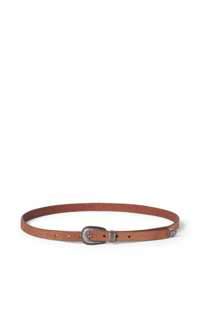 Brunello Cucinelli Reversed Tip Calf Leather Belt In Brown