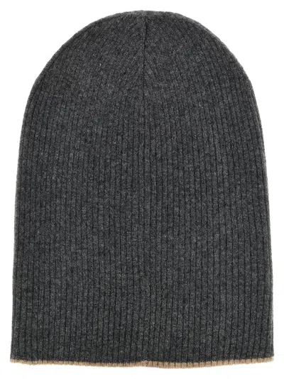BRUNELLO CUCINELLI REVERSIBLE BEANIE HATS GRAY