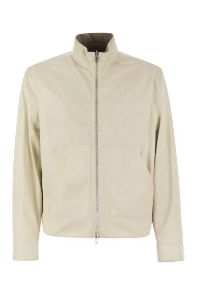 Brunello Cucinelli Reversible Bomber Jacket In Membrane Nappa Leather In Neutral