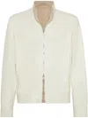 Brunello Cucinelli Reversible Leather Bomber Jacket In White