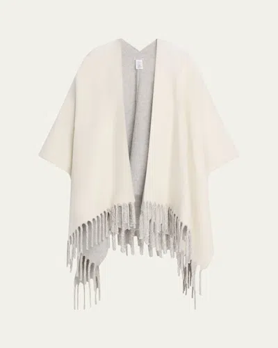 Brunello Cucinelli Reversible Cashmere Poncho In White