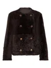Brunello Cucinelli Reversible Double-breasted Fur Jacket With Button Detailing In Brown
