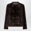 Brunello Cucinelli Reversible Double-breasted Fur Jacket With Button Detailing In Black