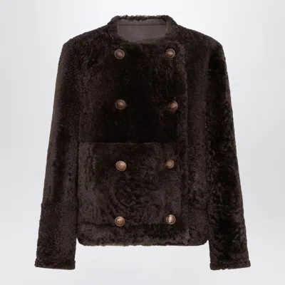 BRUNELLO CUCINELLI BRUNELLO CUCINELLI REVERSIBLE CROPPED SHEARLING FUZZY JACKET