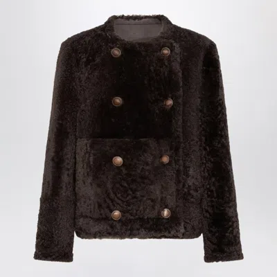 BRUNELLO CUCINELLI BRUNELLO CUCINELLI REVERSIBLE CROPPED SHEARLING FUZZY JACKET WOMEN