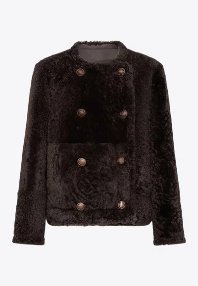 BRUNELLO CUCINELLI REVERSIBLE CROPPED SHEARLING JACKET