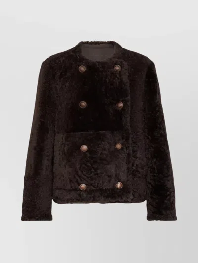 BRUNELLO CUCINELLI REVERSIBLE DOUBLE-BREASTED FUR JACKET WITH BUTTON DETAILING