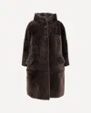 Brunello Cucinelli Reversible Fur Coat With Hood And Pockets In Brown