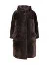 Brunello Cucinelli Reversible Fur Coat With Hood And Pockets In Brown