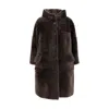 Brunello Cucinelli Reversible Fur Coat With Hood And Pockets In Brown