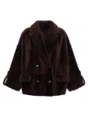 Brunello Cucinelli Double-breasted Reversible Fur Jacket With Front Pockets In Brown