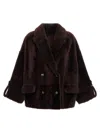 Brunello Cucinelli Double-breasted Reversible Fur Jacket With Front Pockets In Brown
