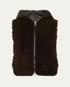 Brunello Cucinelli Reversible Hooded Goat Vest In Brown