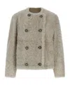 Brunello Cucinelli Reversible Faux Fur Double-breasted Jacket In Neutral