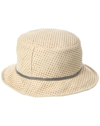 Brunello Cucinelli Reversible Leather & Linen Bucket Hat