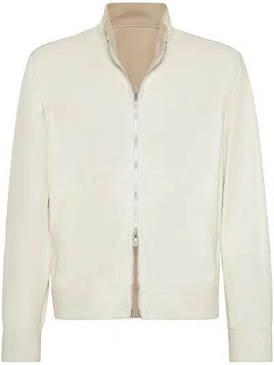 BRUNELLO CUCINELLI REVERSIBLE LEATHER BOMBER JACKET