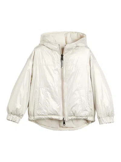 Brunello Cucinelli Kids' Reversible Padded Down Jacket In Neutrals