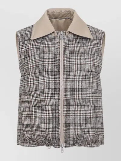 Brunello Cucinelli Reversible Padded Vest Sleeveless Collared Neck In Gray