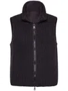 Brunello Cucinelli Reversible Cashmere Knit Vest With Monili Jackets Grey In Black