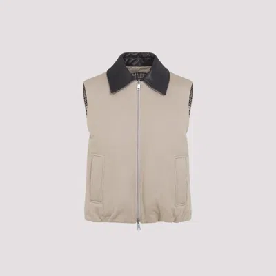 Brunello Cucinelli Reversible Padded Zip-up Gilet In Nude