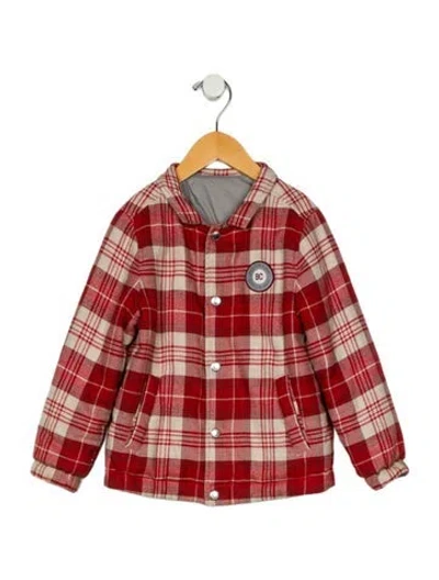 Pre-owned Brunello Cucinelli Babies' Reversible Plaid Jacket In Red