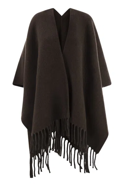 BRUNELLO CUCINELLI BRUNELLO CUCINELLI REVERSIBLE PONCHO IN DOUBLE KNIT WOOL AND CASHMERE