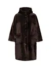 Brunello Cucinelli Reversible Fur Coat With Hood And Pockets In Brown