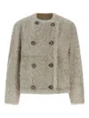 Brunello Cucinelli Reversible Faux Fur Double-breasted Jacket In Neutral