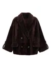 Brunello Cucinelli Burgundy Nappa Leather And Fur Reversible Caban In Red