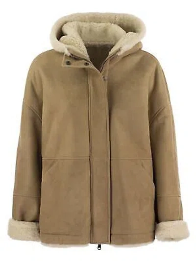 Pre-owned Brunello Cucinelli Reversible Shearling Outerwear With Jewellery In Beige