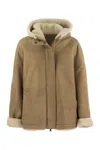 Brunello Cucinelli Reversible Shearling Outerwear With Jewellery In Brown