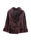 Brunello Cucinelli Reversible Shearling Outerwear With Shiny Cuff Details. In Burgundy