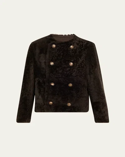 BRUNELLO CUCINELLI REVERSIBLE SHEEP SHEARLING DOUBLE-BREASTED JACKET